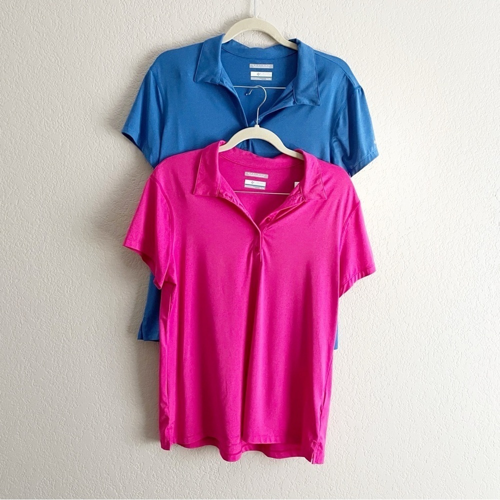 COLUMBIA Set of 2 Omni Wick Button Down Collar Short Sleeve Performance Tops